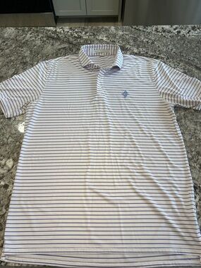 Holderness & Bourne Size Large - White w/ pink and blue stripe